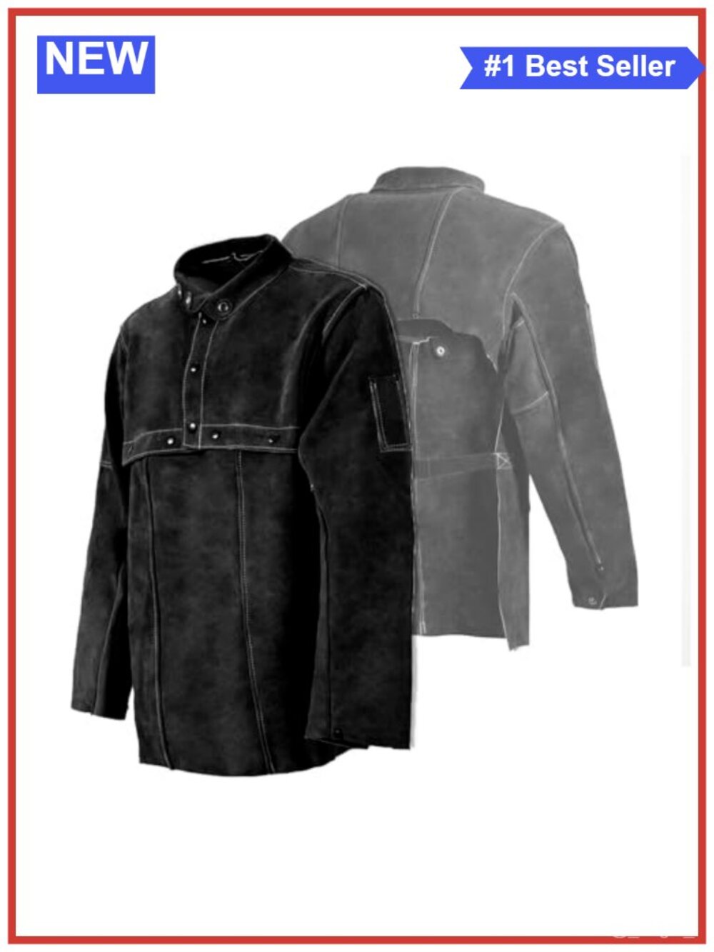 Leather Welding Jacket Heat Flame Resistant Cape Sleeve Bib Apron